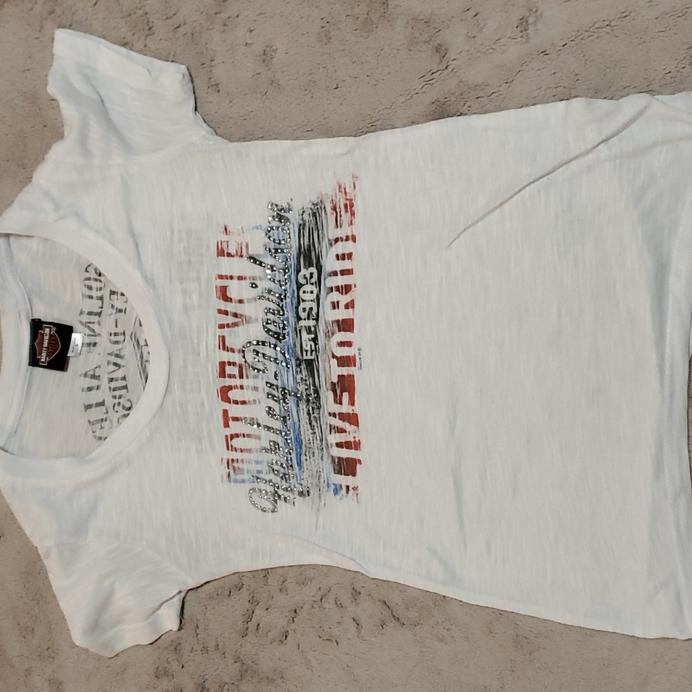 Harley Davidson  sequin women's small short sleeve shirt